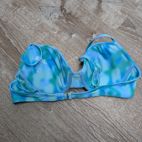NEW 93 Play Street Sadie Blue Tropical Wave Bikini Top Size XL - Picture 5 of 9